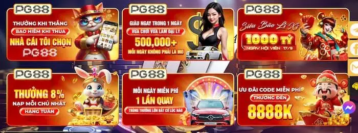 Nhiều khuyến mãi hot tại PG88 thường xuyên được cập nhật
